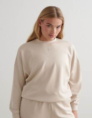 Aim'n - Bequemes Sweatshirt aus Modal in Café-au-Lait-Beige mit halblangem Reißverschluss-Neutral