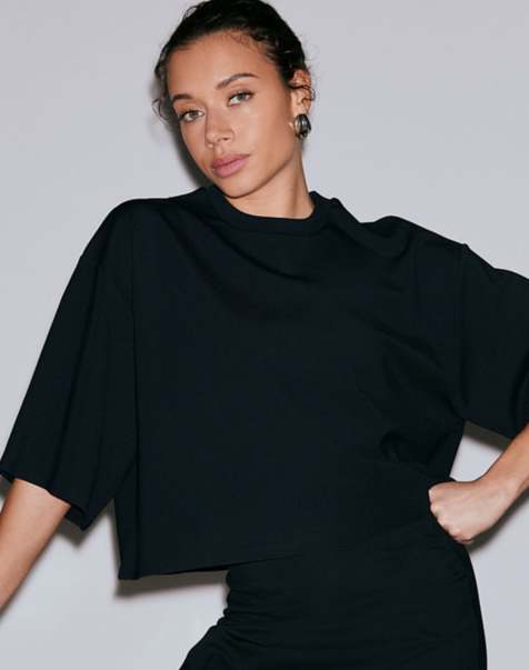 Aim'n Black luxe boxy short sleeve in black - view 1