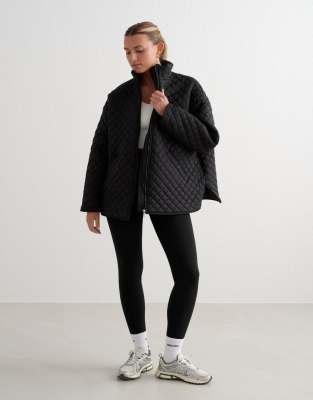 Aim'n Black oversized quilted jacket in black | ASOS