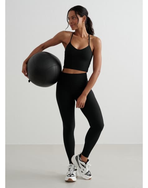 Aim'n Black ribbed performance tights in black - view 1