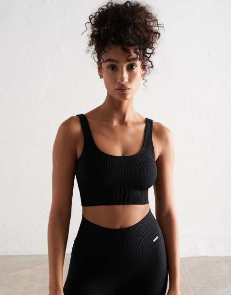 Aim'n Black ribbed seamless bra in black