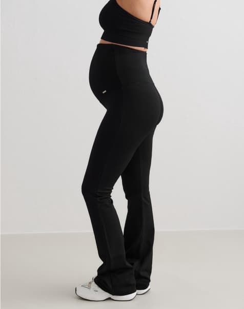 Aim'n Black ribbed seamless maternity tights in black - view 1
