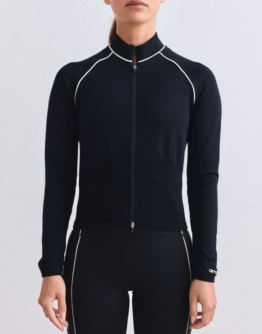 Aim'n Black shape seamless contrast zip jacket in black, 2 of 4