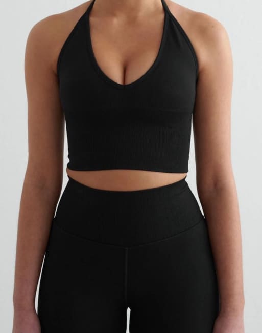 Aim'n Black shape seamless cross back bralette in black, 4 of 4