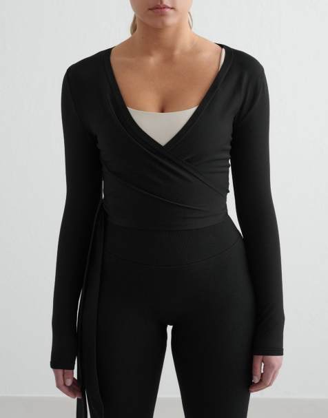 Aim'n Black shape seamless wrap long sleeve in black - view 1