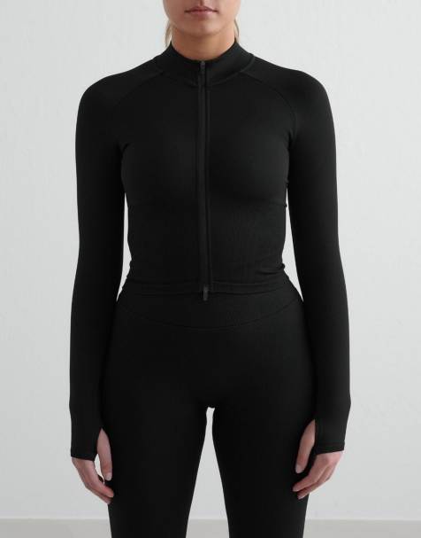 Aim'n Black shape seamless zip jacket in black - view 1