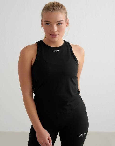Aim'n Black soft basic singlet in black - view 1