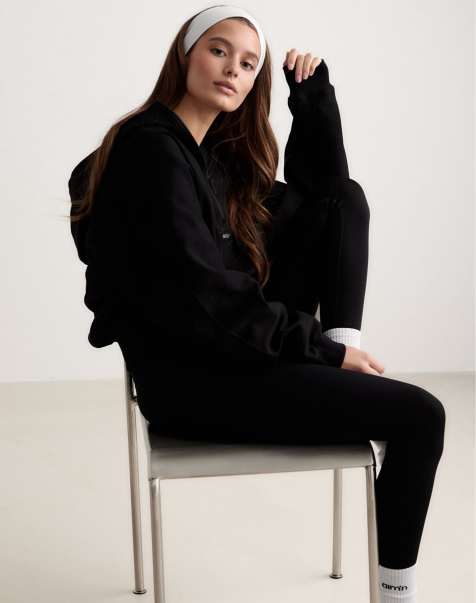 Aim'n Black sportif half zip hood in black - view 1