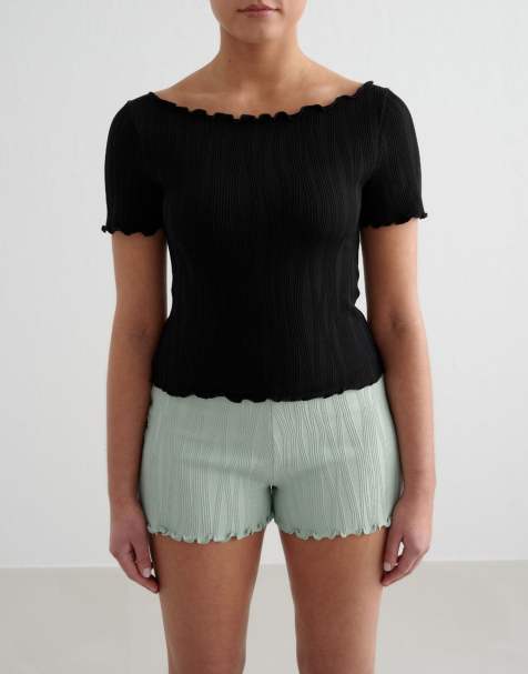 Aim'n Black tulip short sleeve top in black - view 1