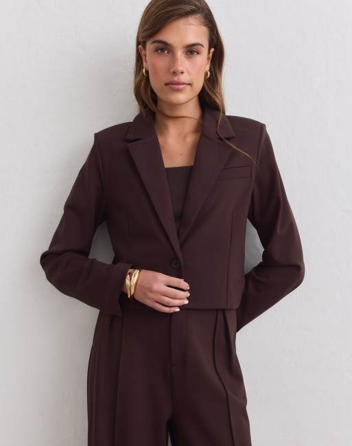 Aim'n blazer corto luxe color cioccolato, 1 di 4