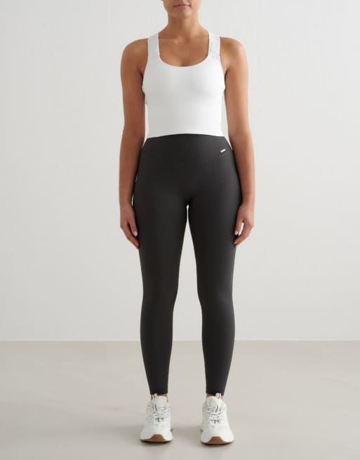 Aim'n - Bralette blanco de sujeción alta sin costuras de canalé, 3 de 4