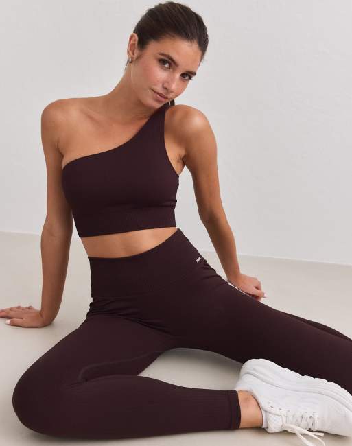 Aim'n brassière asymétrique sans coutures côtelée couleur cacao, 4 de 4