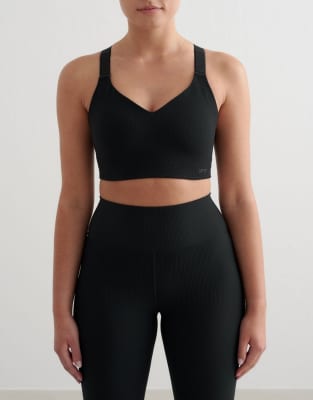 Aim'n - Brassière de sport côtelée - Noir