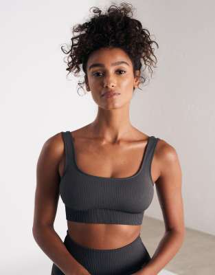 Aim'n - Brassière de sport côtelée sans coutures - Gris