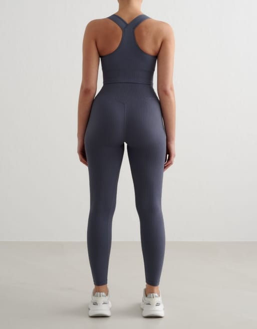 Aim'n - Brassière de sport maintien renforcé en tissu côtelé sans coutures - Bleu orange, 2 de 4