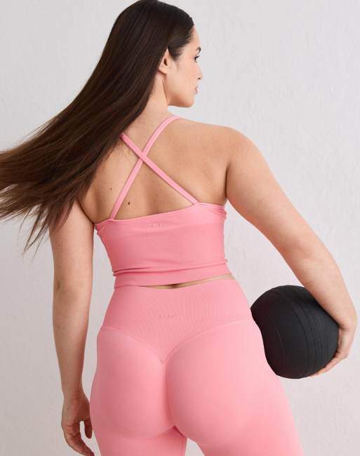 Aim'n - Brassière de sport sans coutures effet sculptant avec bretelles croisées au dos - Blush, 3 de 4