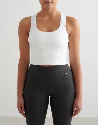 Brassière maintien renforcé en tissu côtelé sans coutures - Blanc 38
