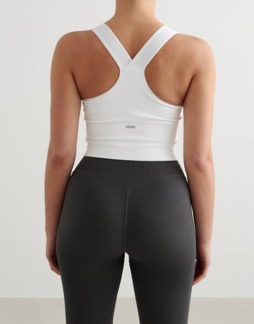 Aim'n - Brassière maintien renforcé en tissu côtelé sans coutures - Blanc, 2 de 4