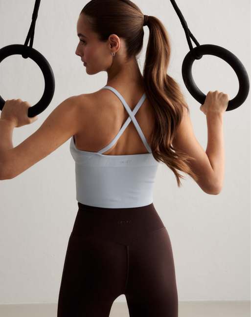 Aim'n - Brassière modellante senza cuciture color aura incrociata sul retro, 4 di 4