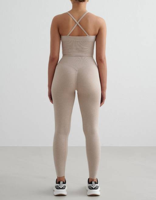 Aim'n - Brassière sans coutures effet sculptant avec bretelles croisées au dos - Beige chiné, 4 de 4