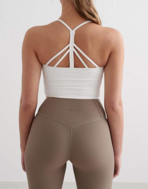Aim'n - Brassière tecnica a coste bianca, 2 di 4