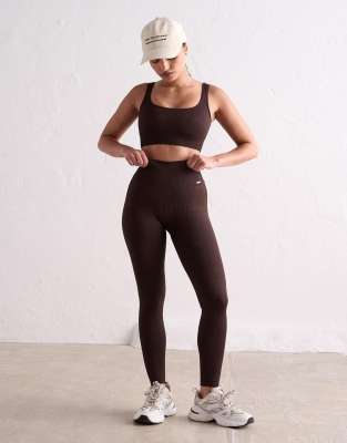 Aim'n - Cacao - Gerippte, nahtlose Leggings in Braun