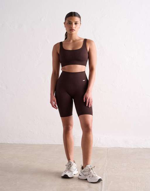Aim'n Cacao ribbed seamless bra in cacao, 4 of 4