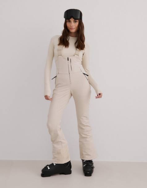 Aim'n - Cafe au lait - Pantaloni termici elasticizzati con pettorina color cafe au lait - view 1