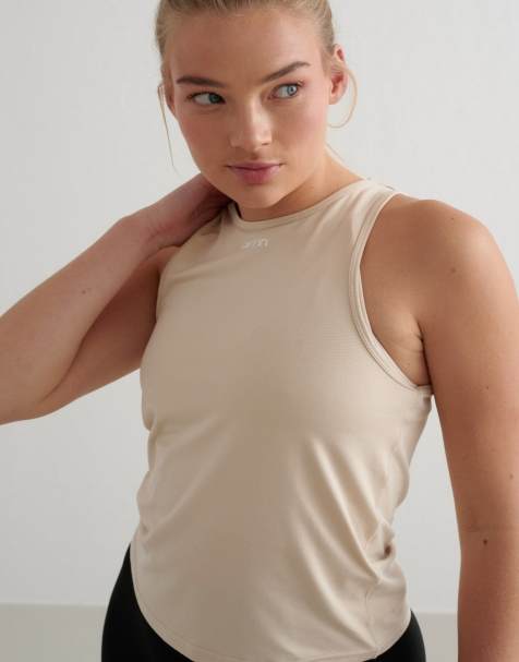 Aim'n Café au lait soft basic singlet in beige - view 1