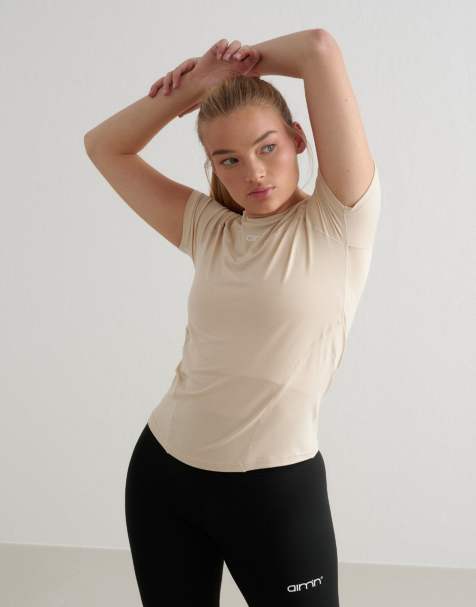 Aim'n - Café Au Lait - T-shirt basic a maniche corte beige morbida - view 1