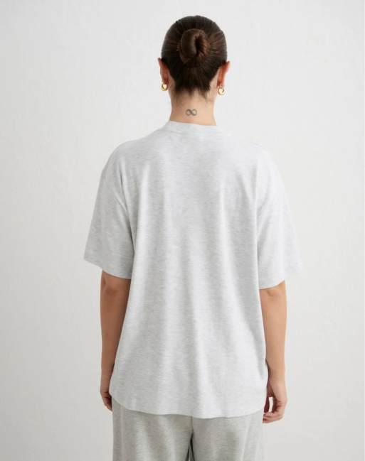 Aim'n - camiseta boyfriend varsity jaspeada gris claro, 2 de 4