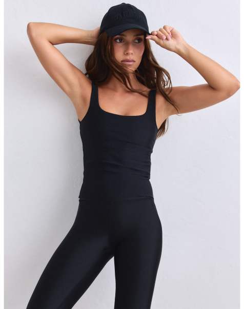 Aim'n - camiseta de tirantes negra con brillo - view 1