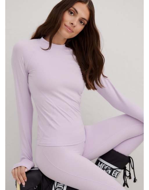 Aim'n - Camiseta interior de manga larga color lavanda pálido