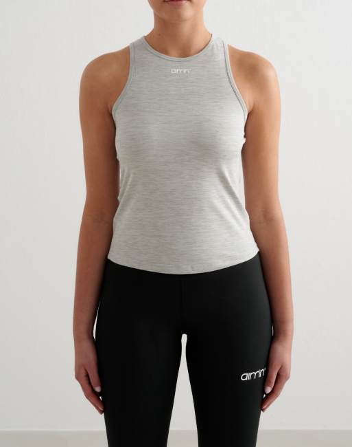 Aim'n - Canotta basic morbida color grigio mélange
