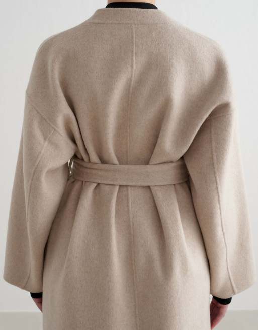 Aim'n - Cappotto in lana color argilla scuro, 4 di 4