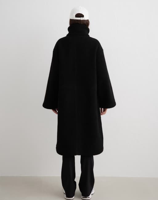 Aim'n cappotto in pile nero, 3 di 4