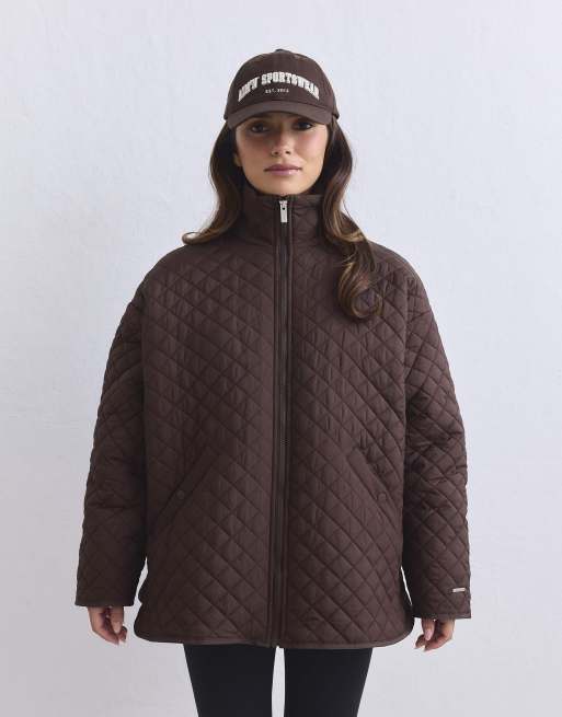 Aim'n - Chaqueta acolchada extragrande en chocolate, 2 de 4