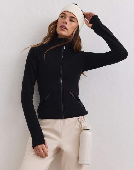 Aim'n - chaqueta de forro polar elástico con cremallera en negro, 4 de 4