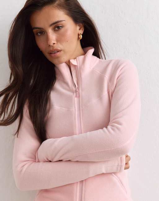 Aim'n chaqueta de forro polar elástico con cremallera en rosa hielo, 4 de 4