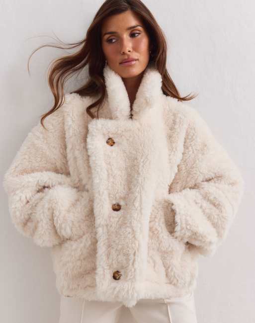Aim'n chaqueta reversible de borreguito en color crema, 1 de 4