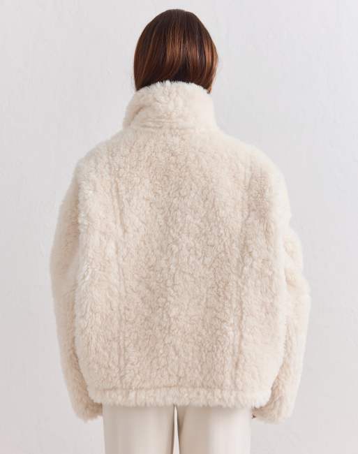 Aim'n chaqueta reversible de borreguito en color crema, 2 de 4