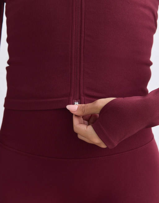 Aim'n - chaqueta seamless con cremallera shape en merlot, 4 de 4