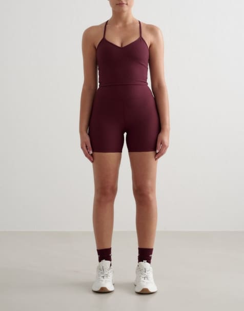 Aim'n Cherry ribbed performance midi shorts in cherry