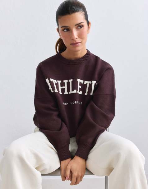 Aim'n Chocolate athletic knit sweatshirt in chocolate - view 1