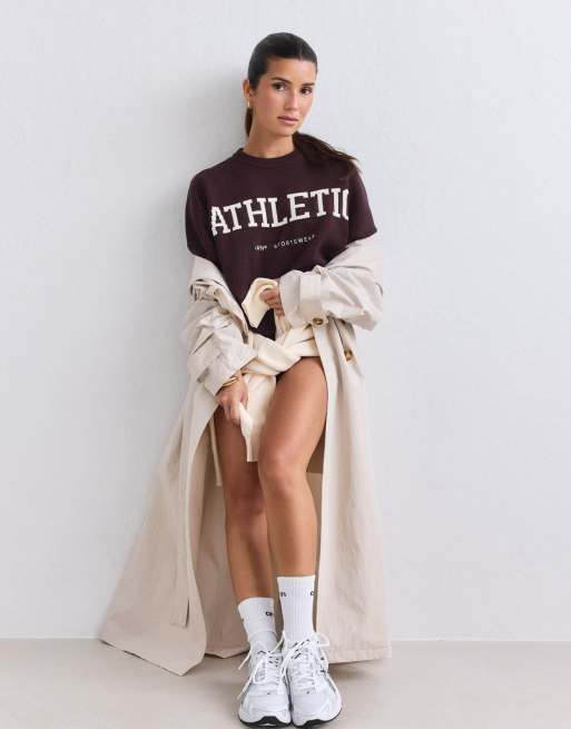 Aim'n Chocolate athletic knit sweatshirt in chocolate, 4 of 4