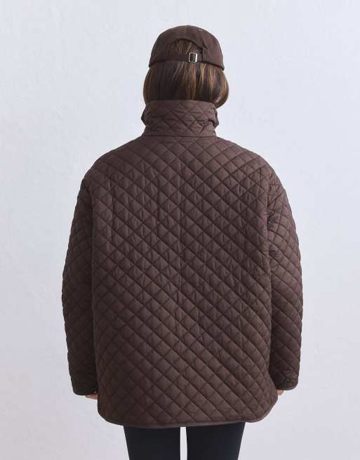 Aim'n Chocolate oversized quilted jacket in chocolate, 3 of 4