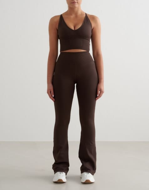 Aim'n Chocolate shape seamless flare petite tights in chocolate - view 1