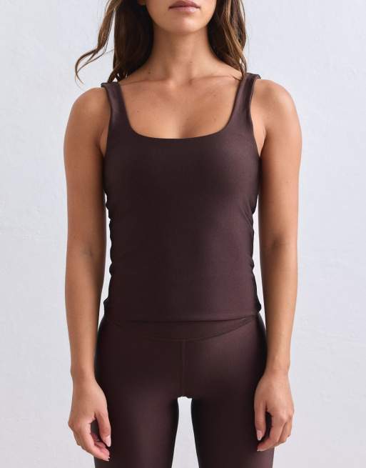 Aim'n Chocolate shimmer singlet in chocolate, 2 of 4