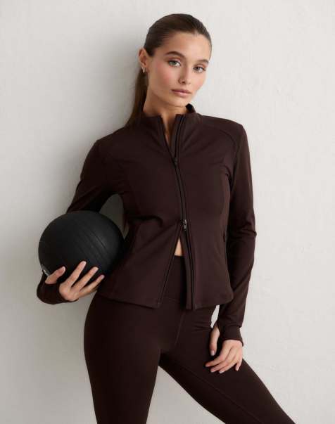 Aim'n Chocolate zip jacket,bralette, seamless tights, hotpants & flares - view 1