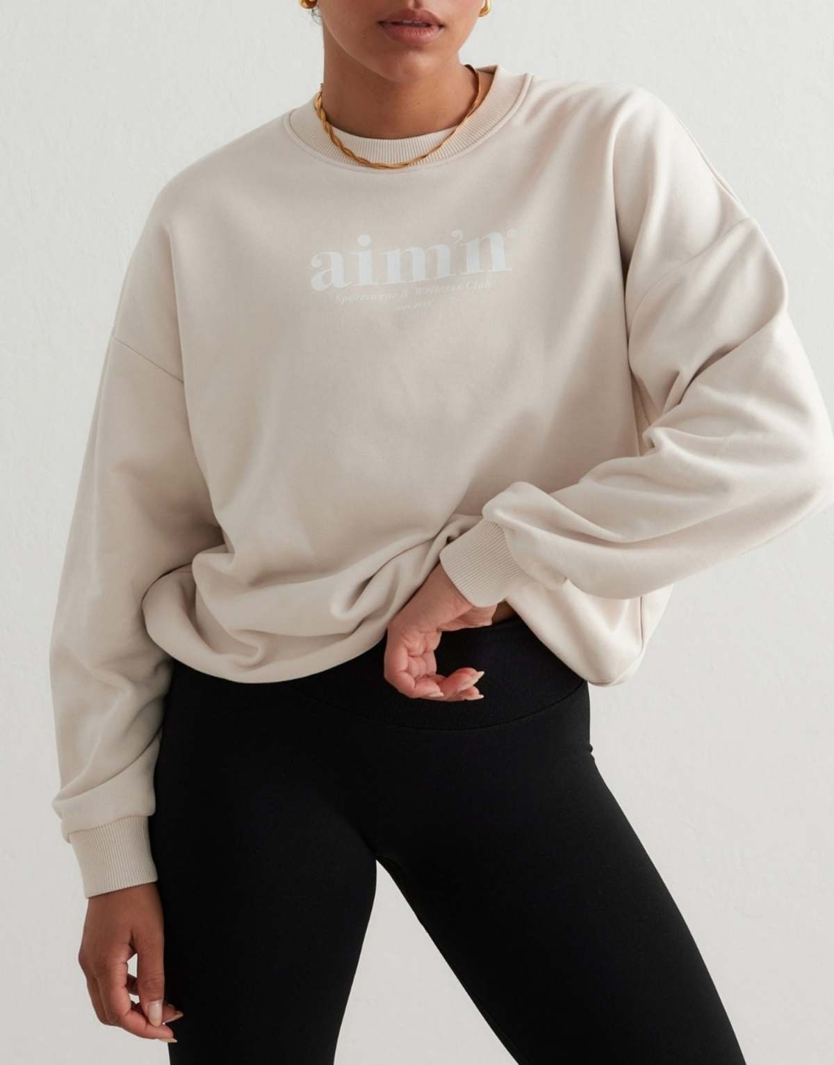 Aim'n Clay club terry sweatshirt in beige